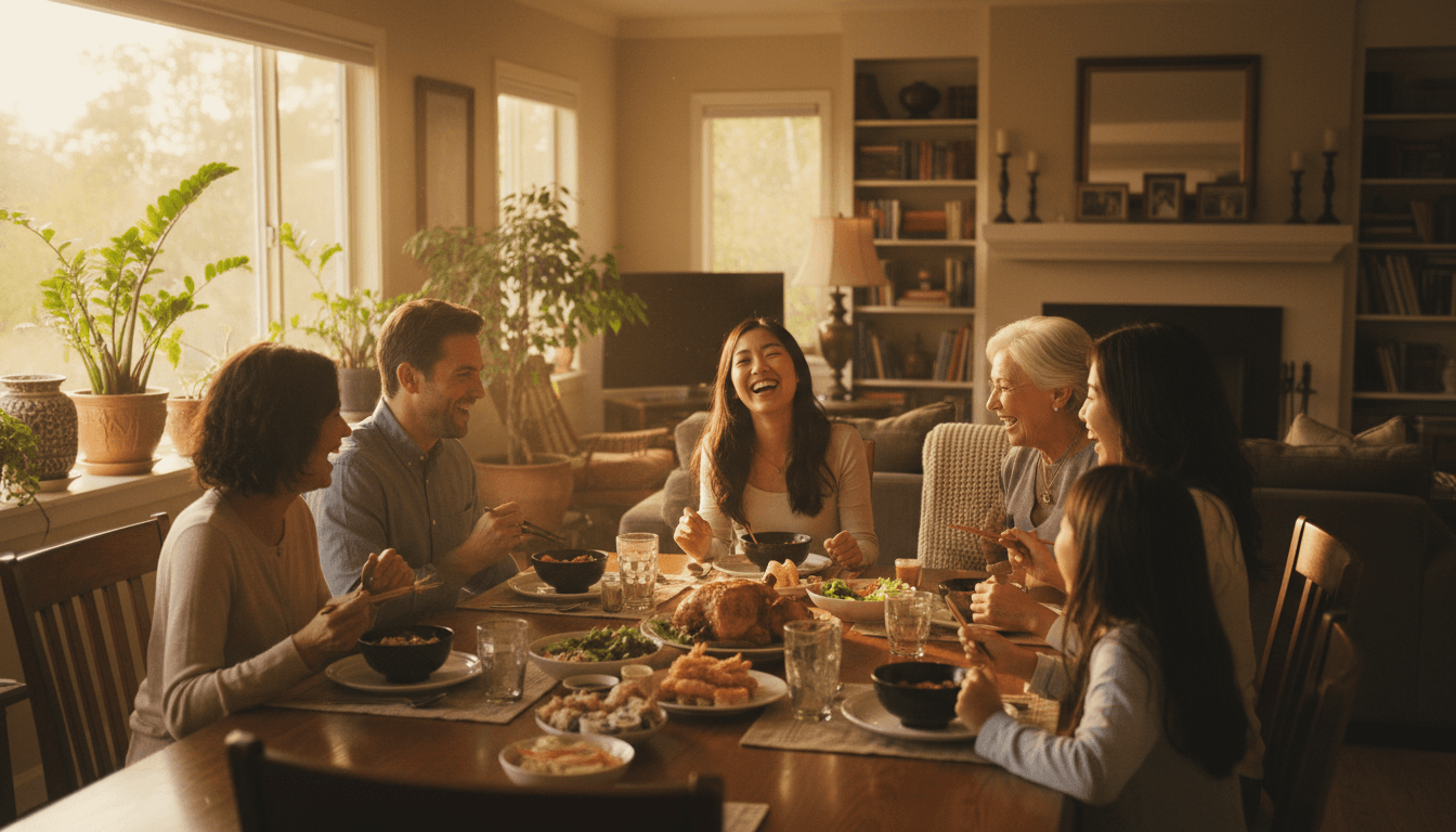 ホストファミリーとの食事風景
